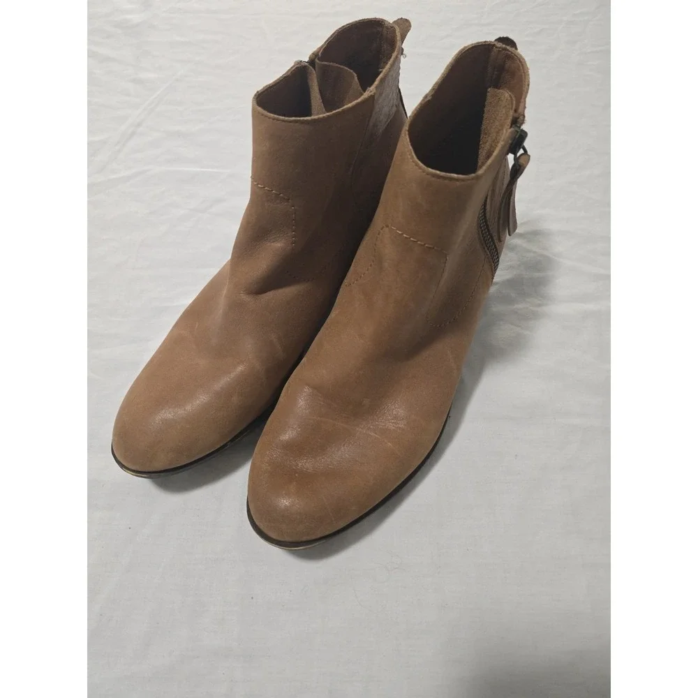 Lucky Brand Womens Size 11M | Basel Brown | Leather Booties Women's Side Zip EUC